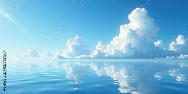 Fototapeta Serene Seascape A Tranquil Panorama of Cloud Reflections on a Calm Ocean Surface