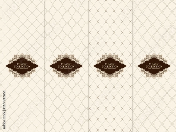 Obraz クラシックなシームレスパターンの菱形背景イラストセット