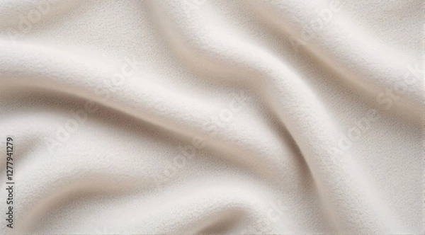Fototapeta Close-up of plush cashmere fabric with ultra-fine, soft fibers in light beige or soft gray tones.
