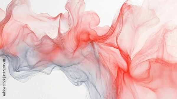 Obraz Delicate flowing red and black smoke forming elegant fluid shapes in an abstract minimalist style

