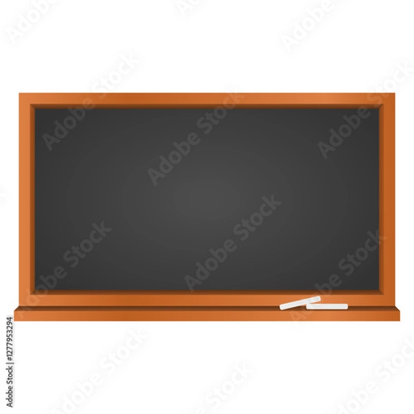 Fototapeta Black Chalkboard with Wooden Frame Vector. Black Chalkboard Element with White Chalk.