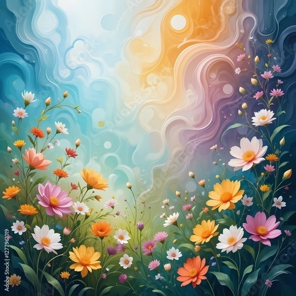 Fototapeta art abstract spring background or summer background with fresh g