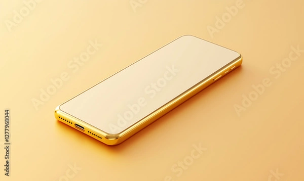 Fototapeta Slim Gold Portable Charger Tech Accessory Mockup for Stylish and Efficient Charging