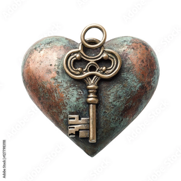 Fototapeta Unlocking love heart-shaped key conceptual art studio