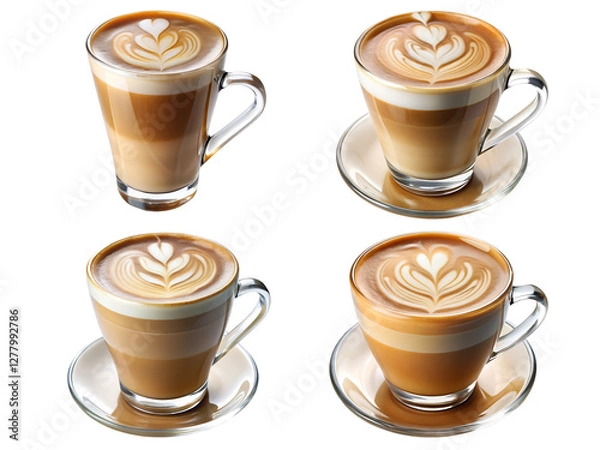 Fototapeta Coffee cups, Latte's, and Coffee cups set isolated