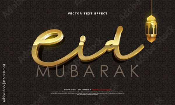 Obraz Editable 3D gold Eid Mubarak luxury text effect