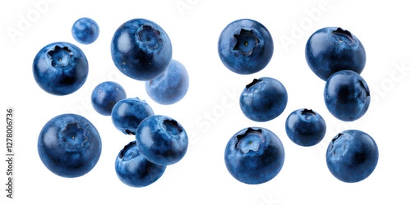 Fototapeta Fresh Blueberries in Various Sizes Isolated on Transparent Background