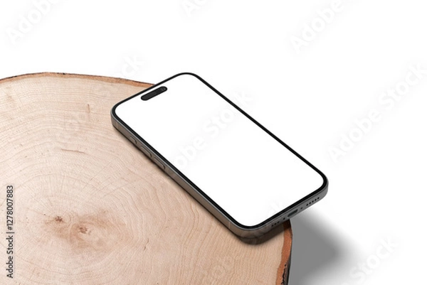 Obraz Smartphone mockup lying on wood with white background