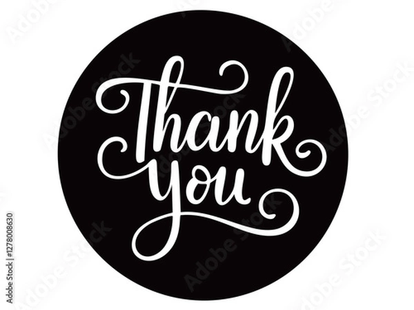 Fototapeta かわいい文字のThank you／手書き文字(ベクター背景透過）AI生成