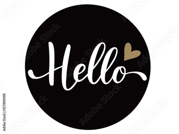 Fototapeta スタイリッシュなHelloの白黒文字イラスト/ベクターAI生成