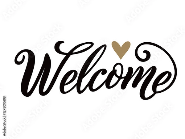 Fototapeta スタイリッシュなWelcomeの白黒文字イラスト/ベクターAI生成