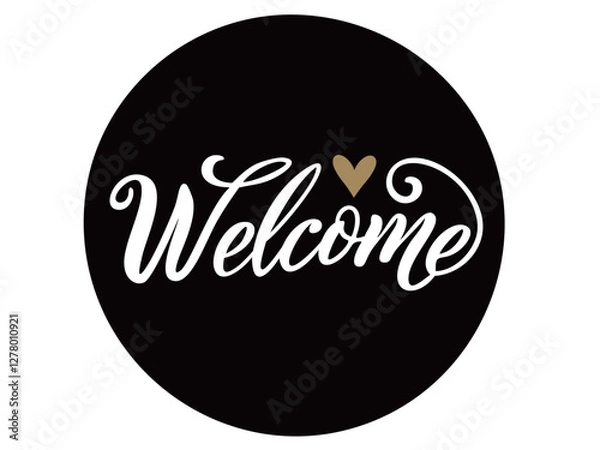 Fototapeta スタイリッシュなWelcomeの白黒文字イラスト/ベクターAI生成