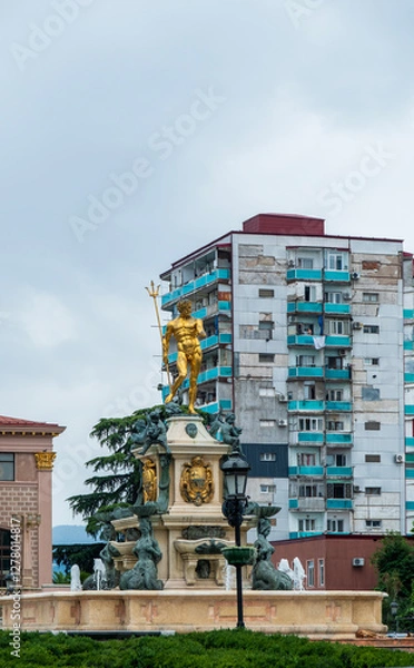 Obraz Colorful apartment facade with balconies