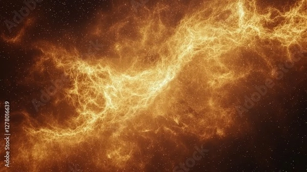 Fototapeta Radiant interstellar clouds with orange and yellow glowing regions