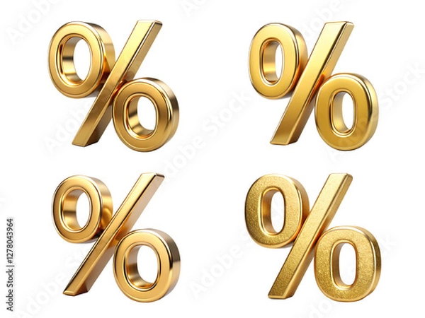 Obraz Golden percentage sign, a Set of percent symbol collection isolated