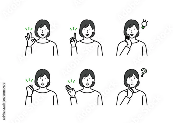 Fototapeta 私服の女性ジェスチャーセット