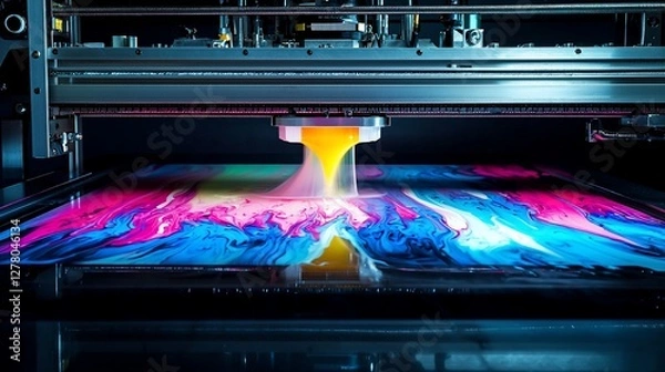 Obraz Large format printer printing vibrant abstract artwork.