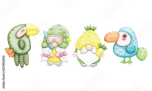 Obraz Set of cute summer elements.