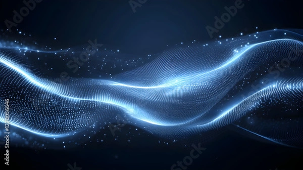 Fototapeta Futuristic Glowing Blue Particle Wave Background