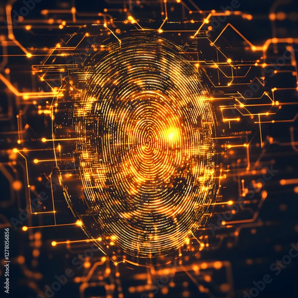 Fototapeta Futuristic Digital Fingerprint for Cyber Security and Circuit Technology
