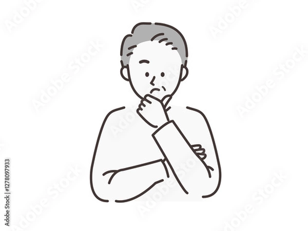 Obraz 悩んでいるシニアの男性