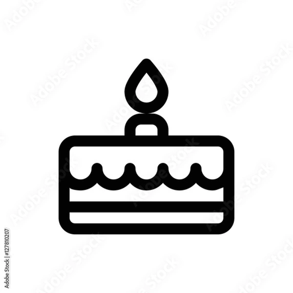 Fototapeta vector birthday cake linear icon symbol