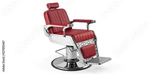 Fototapeta Classic Barber Chair Isolated on a Background, Symbolizing Traditional Barber Services