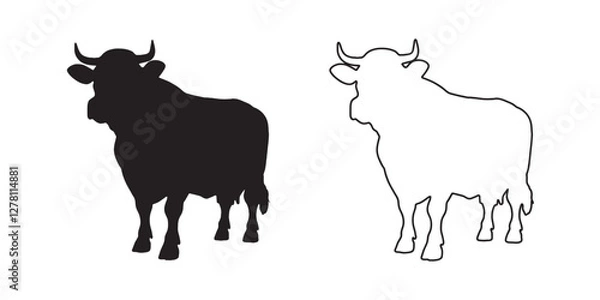 Fototapeta Minimalist Cow Silhouette - Elegant Farm Animal Design - Cow Vector - Cow Illustration - Cow Vector - Cow Outline Vector

