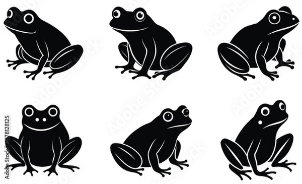 Fototapeta Simple and Cute Frog icon Silhouette vector. 