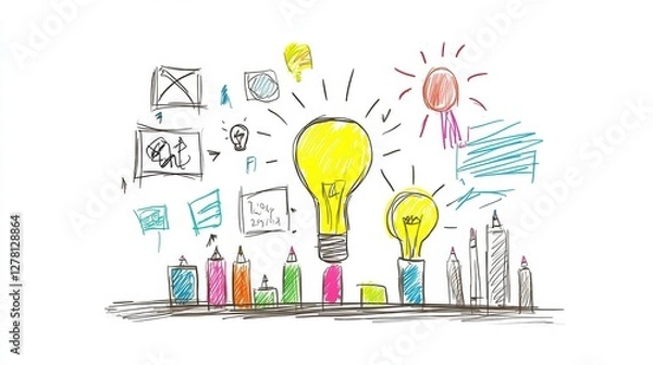 Fototapeta Creative Team Sketching Ideas on Whiteboard During Meeting