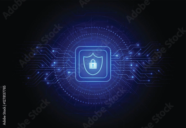 Fototapeta Premium security cyber digital concept. Abstract technology background protect system innovation for business. Vector illustration