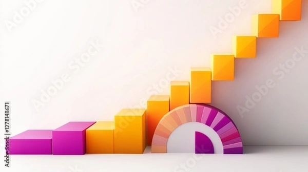 Fototapeta Colorful Fibonacci Sequence in Geometric Shapes