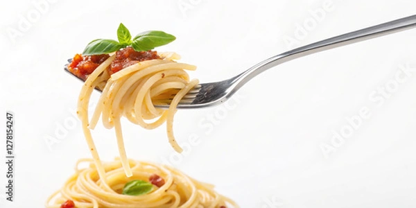 Fototapeta Spaghetti Fork Isolated on White Background for Culinary Displays
