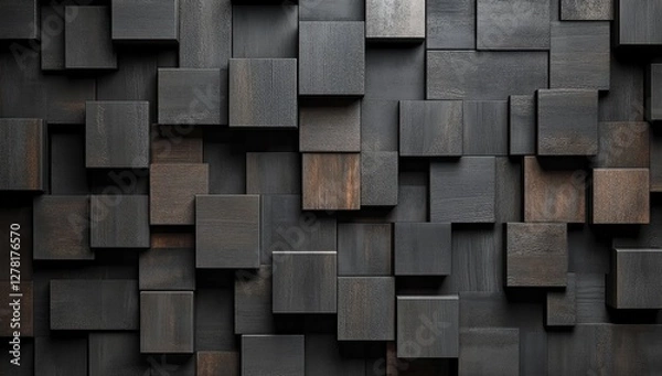 Fototapeta Abstract geometric pattern with dark black and anthracite gray tones, showcasing symmetry and texture.