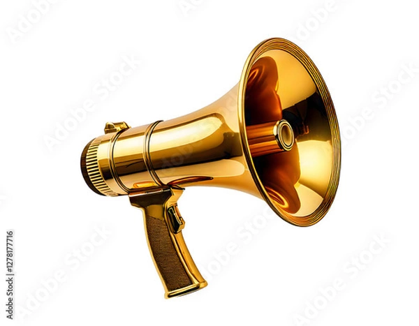 Obraz Golden Megaphone for Announcements and Public Speaking Events