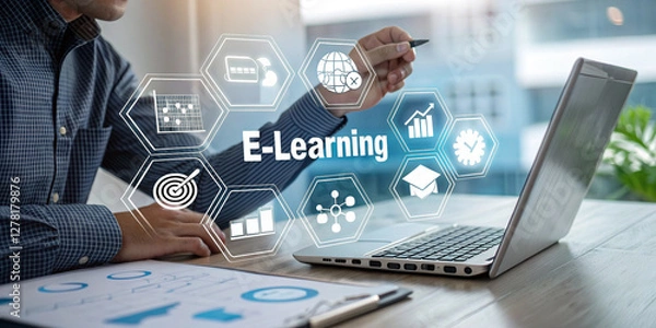 Fototapeta Engaging with Virtual Screens in Online Education: A New Era of Learning