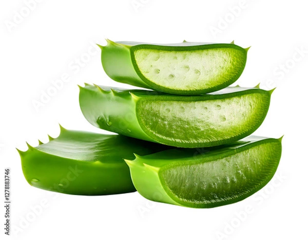 Fototapeta Fresh Aloe Vera Slices Stacked for Natural Healing and Skincare