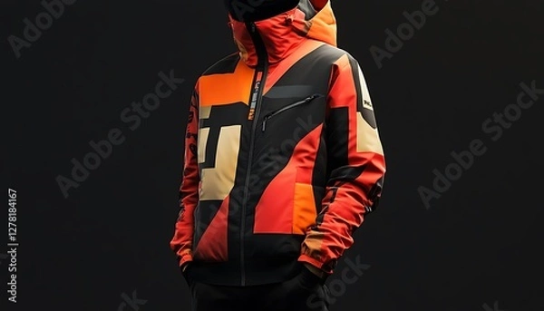 Obraz Utility Windbreaker Jacket with Bold Graphics and Modern Silhouette