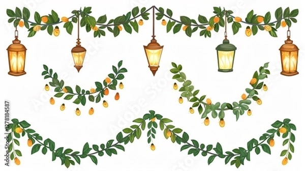 Obraz Glowing Garlands Elements with Lamps for Creative Decoration