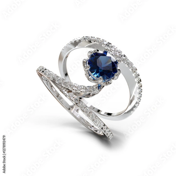 Obraz Elegant 3D render of a fashion ring with intricate details and a modern design. Perfect for jewelry promotions, e-commerce, and digital showcases. High-quality rendering with realistic textures