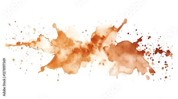 Fototapeta Brown ink splashes texture, isolated on white or transparent background