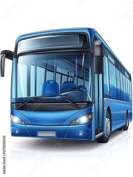 Fototapeta Blue bus isolated on white background