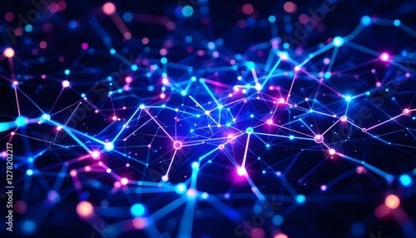 Fototapeta Abstract Network Connections Digital Art Background