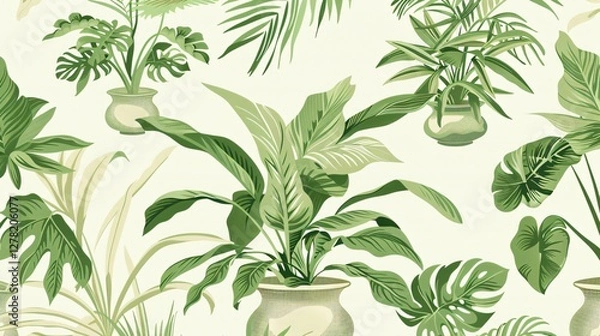 Obraz Pattern of a Vector Seamless Indoor House Plants
