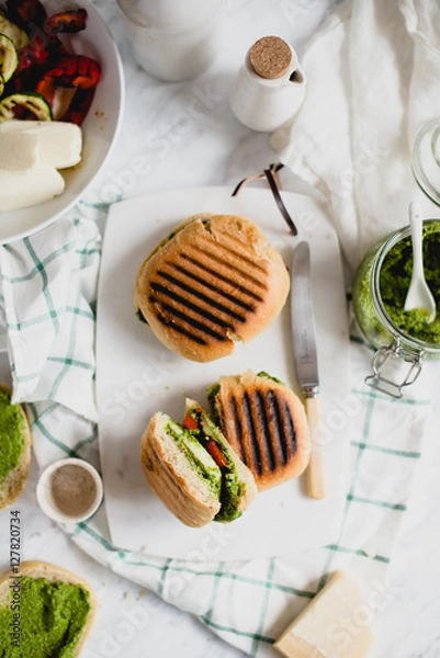 Fototapeta sandwich with grilled vegetables