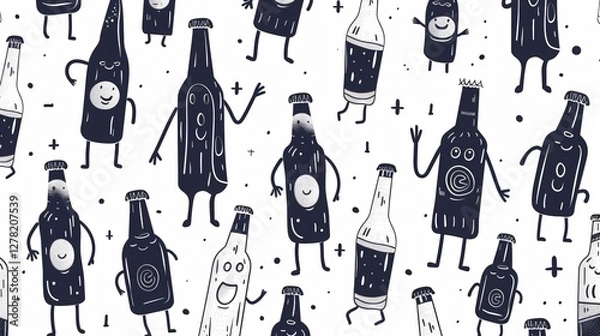 Obraz Monochrome Retro Masculine Pattern for Seamless Repeating Backgrounds