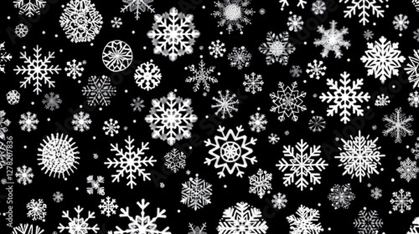 Obraz Seamless Winter Snowflakes Pattern Texture for Festive Background