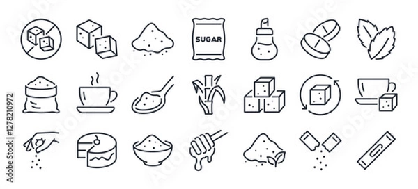 Fototapeta Sugar editable stroke outline icons set isolated on white background flat vector illustration. Pixel perfect. 64 x 64.