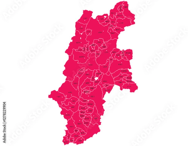 Obraz 長野県　地図　マゼンタ　斑点　イラスト