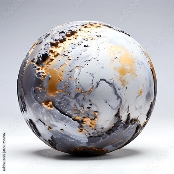Obraz Abstract Sphere with Gold and Black Accents